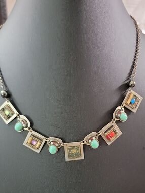 Ayala Bar Tile Inspired Multi-Stone Green Choker Necklace